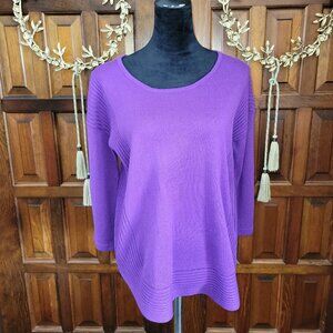 Dana Buchman's Purple, Long Sleeved Curved Hem Sweater